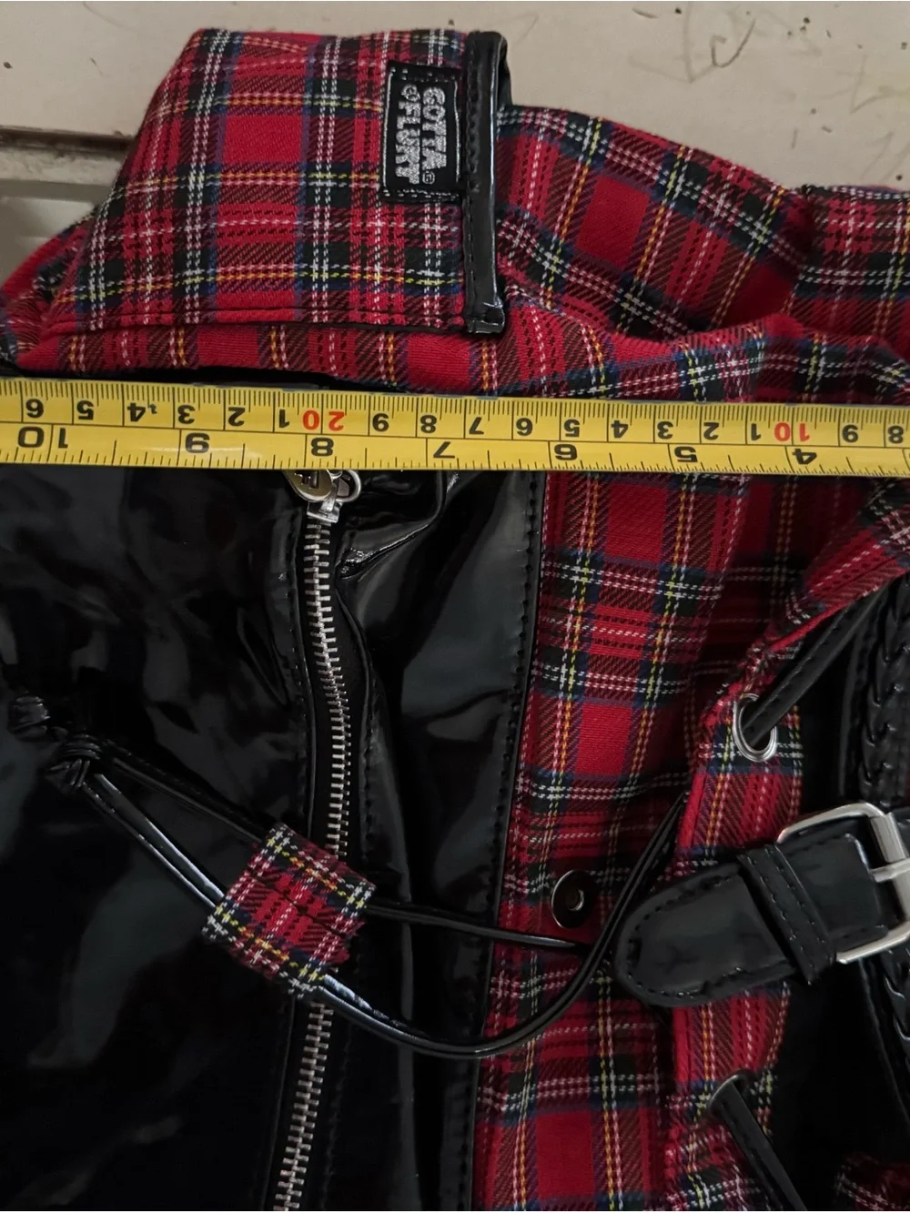 NWT Gotta Flurt Westwood Red Tartan Plaid Patent Mini Backpack Y2K Grunge
